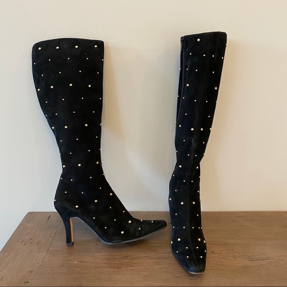 Studded suede boot